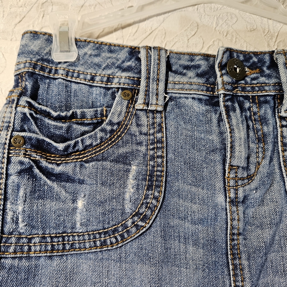 SO Distressed Denim Pocket Miniskirt - Picture 2 of 12